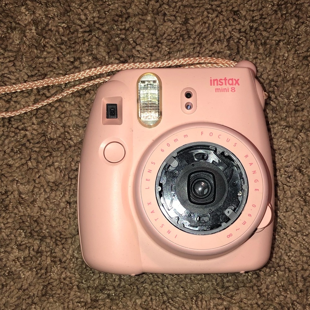 Instax Mini 8 Polaroid Camera (pink) with pink case